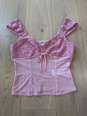 Kimchi Blue Pink Lace Bustier Tank Top Size Large